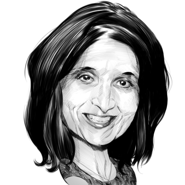 a woman with short dark hair
