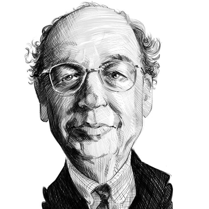 a drawing of a man wearing glasses